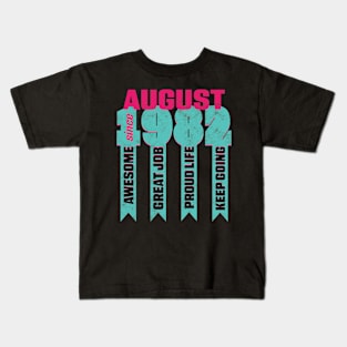 Vintage Awesome Since August 1982 Birthday Kids T-Shirt